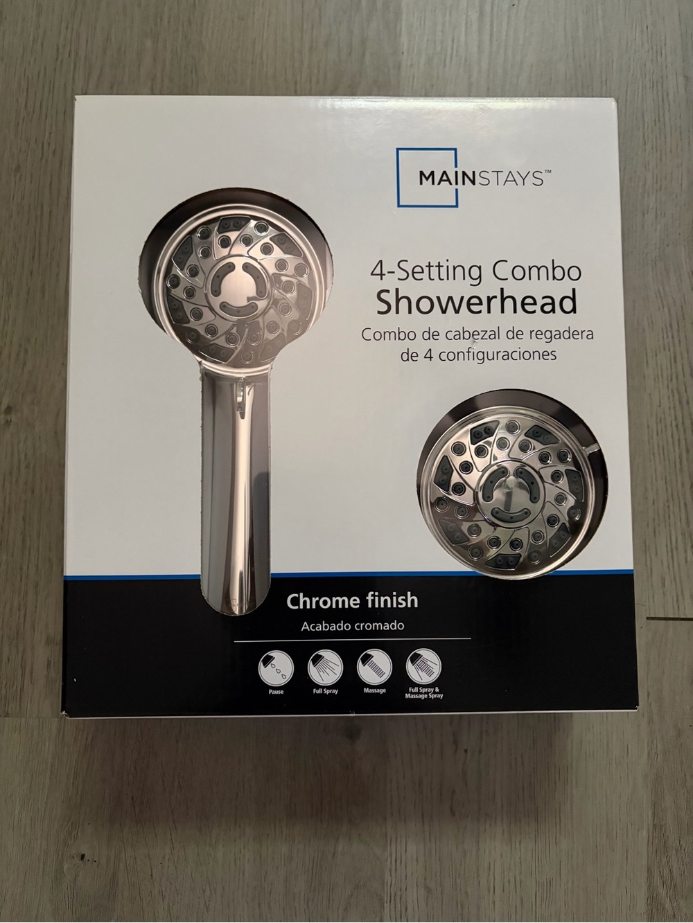 Mainstays Chrome 4-Setting Combo Showerhead